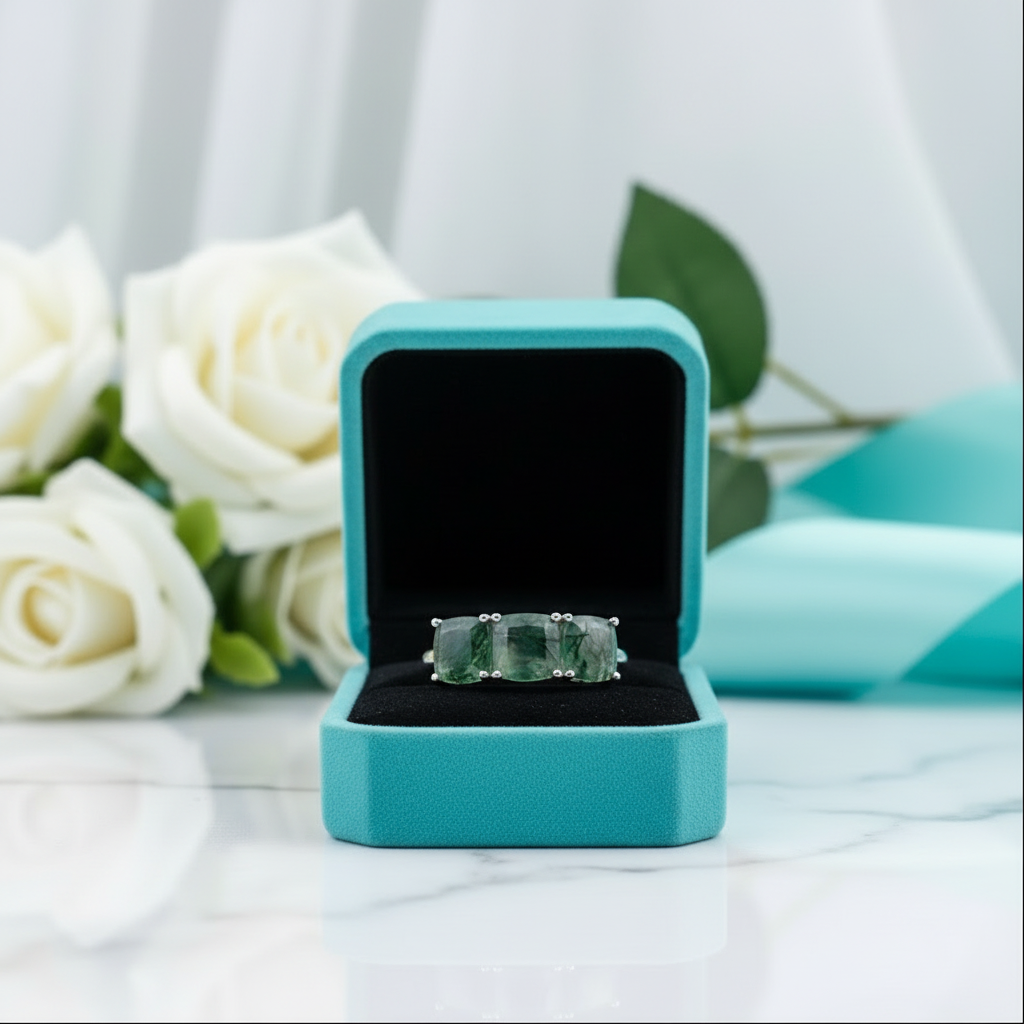 Forest Whispers- Moss Agate Promise Ring - Evani Naomi Jewelry