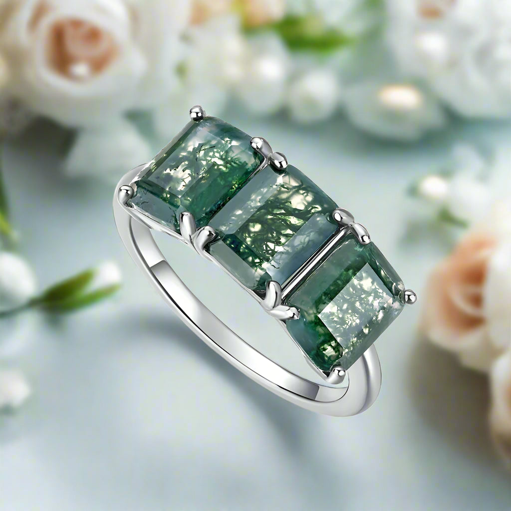 Forest Whispers- Moss Agate Promise Ring-Evani Naomi Jewelry