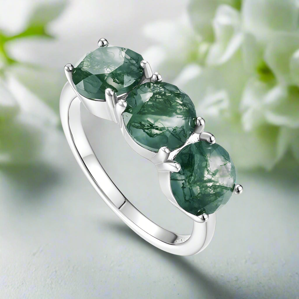 Forest Whispers- Moss Agate Promise Ring-Evani Naomi Jewelry