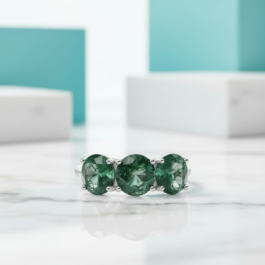 Forest Whispers- Moss Agate Promise Ring-Evani Jewelry