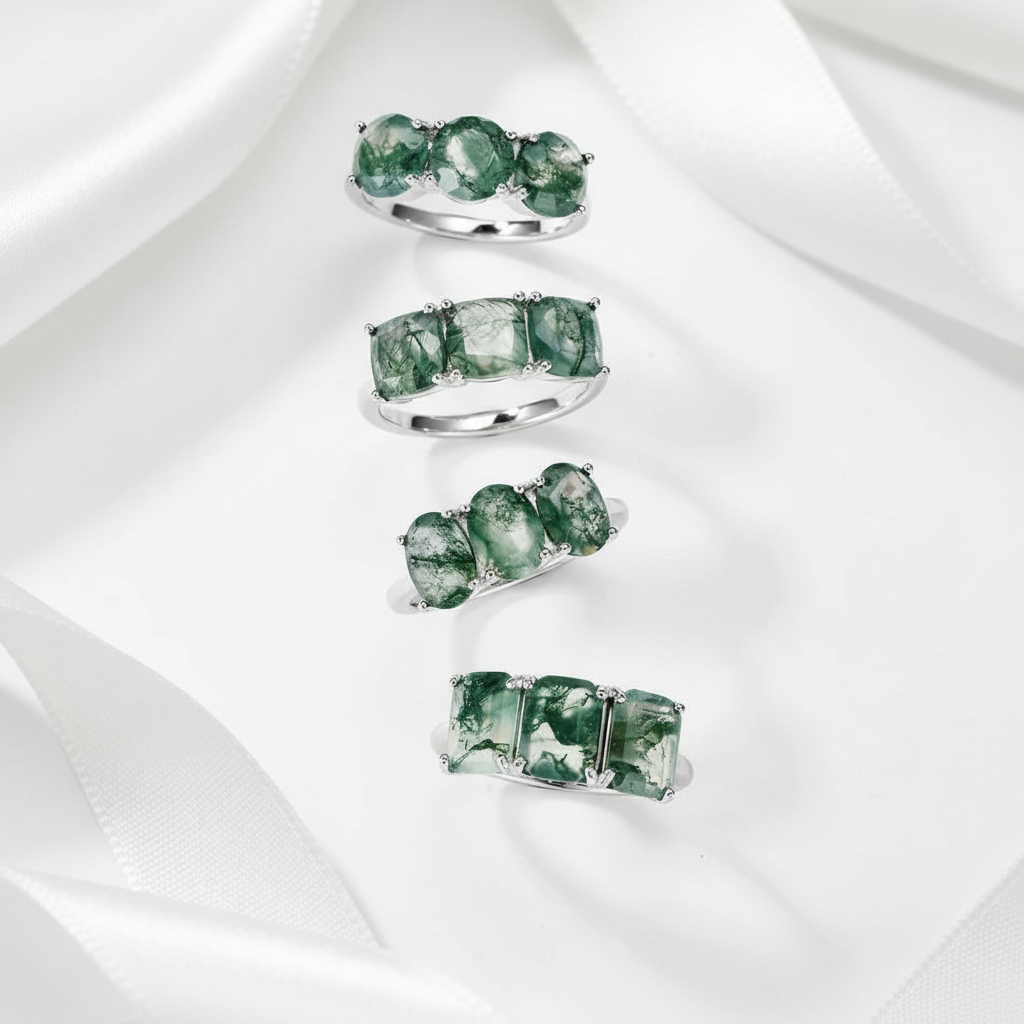Forest Whispers- Moss Agate Promise Ring - Evani Naomi Jewelry