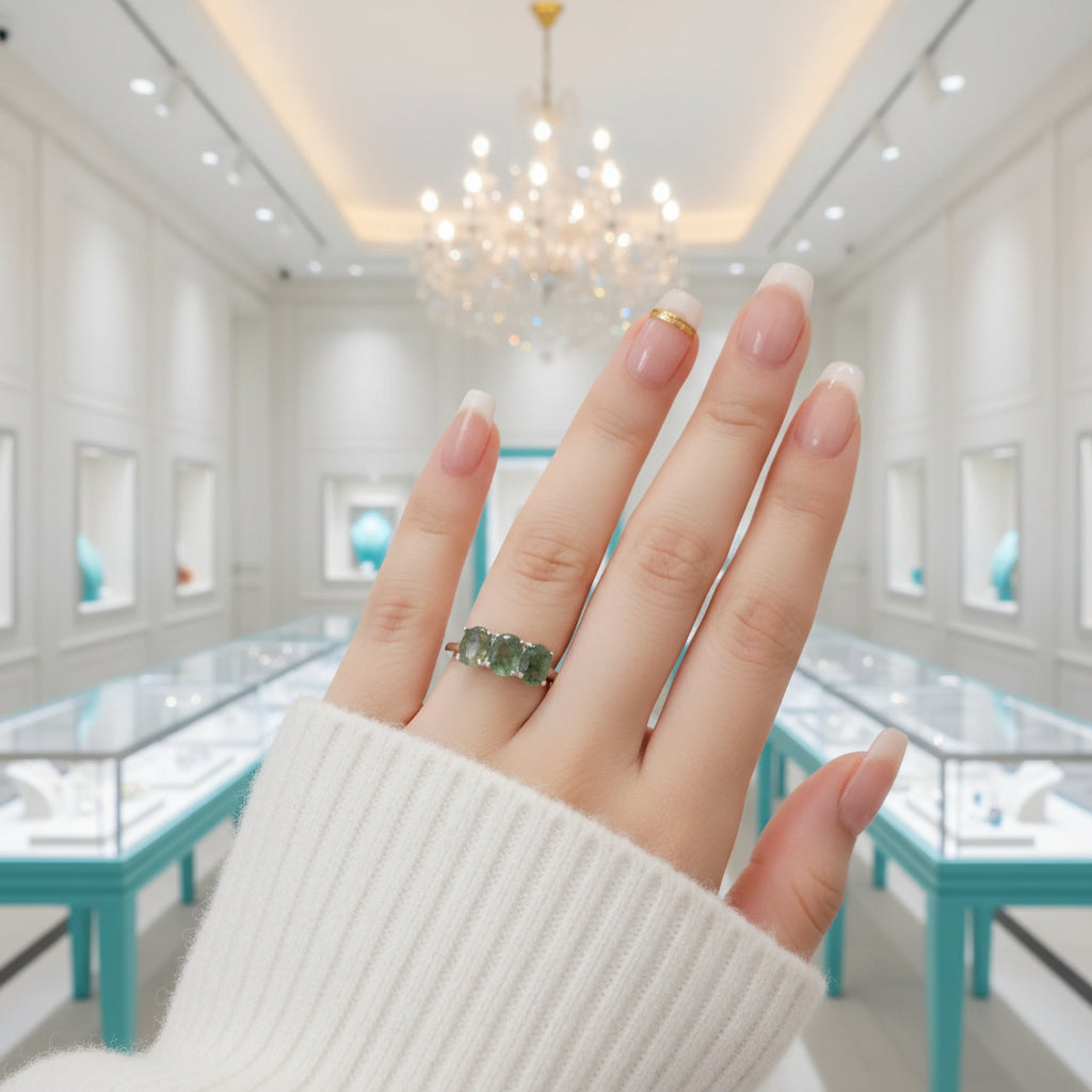 Forest Whispers- Moss Agate Promise Ring-Evani Jewelry