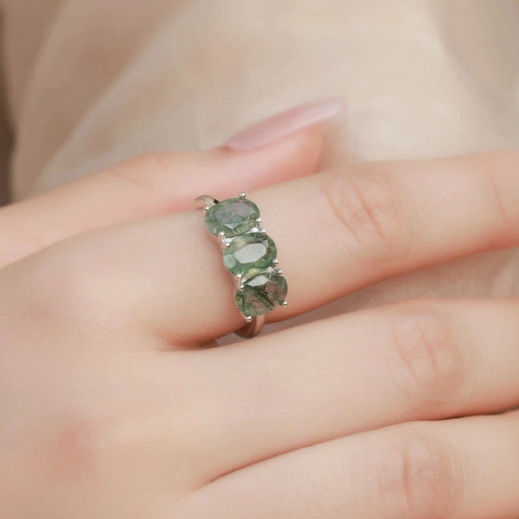 Forest Whispers- Moss Agate Promise Ring-Evani Naomi Jewelry