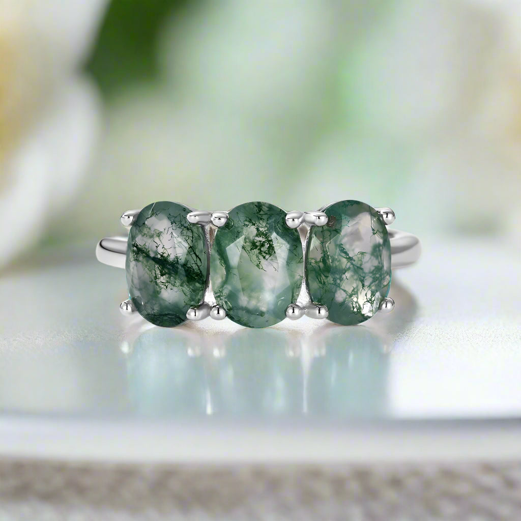 Forest Whispers- Moss Agate Promise Ring-Evani Naomi Jewelry