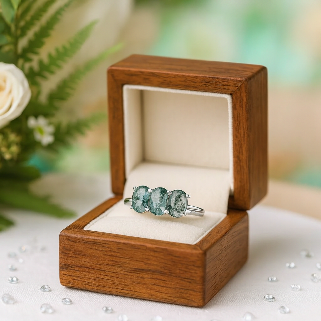 Forest Whispers- Moss Agate Promise Ring-Evani Jewelry