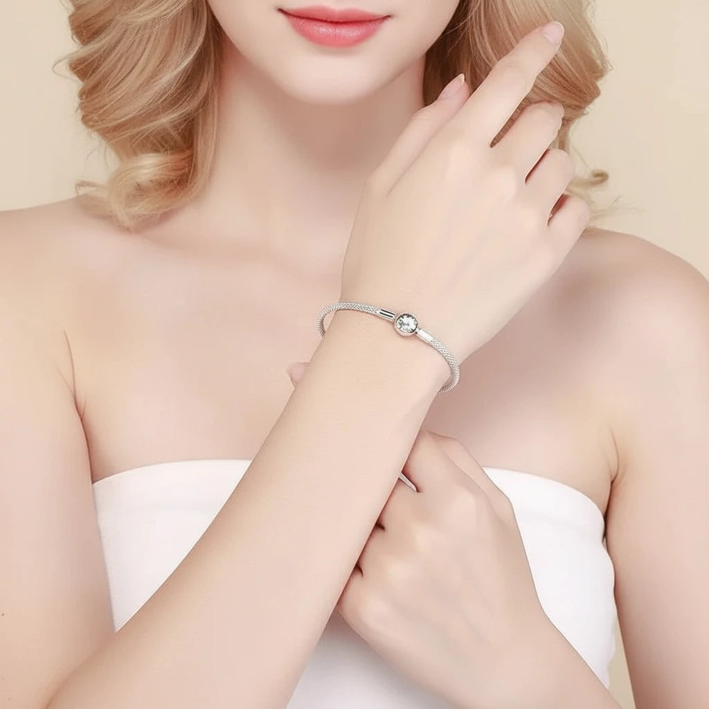 Forever Love Round Clasp Snake Chain Bracelet Charms-Evani Jewelry