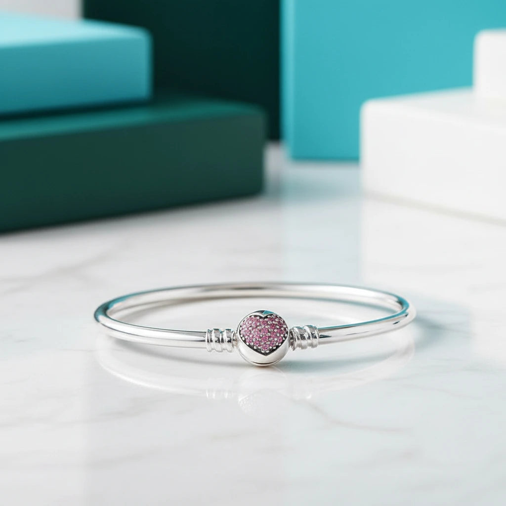 Forever Love Round Clasp Snake Chain Bracelet Charms-Evani Jewelry