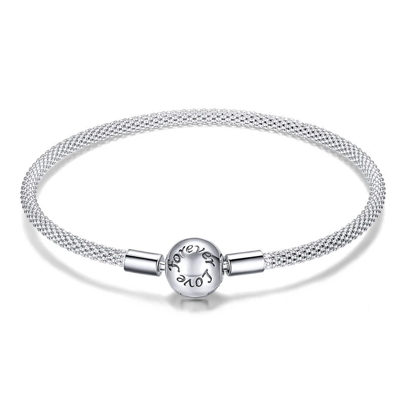 Forever Love Round Clasp Snake Chain Bracelet Charms-Evani Jewelry