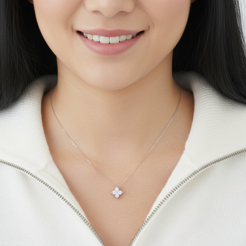 Four Stone Diamond Pendant Necklace-Evani Jewelry