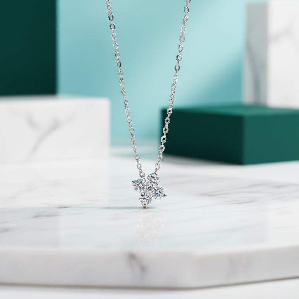 Four Stone Diamond Pendant Necklace-Evani Jewelry
