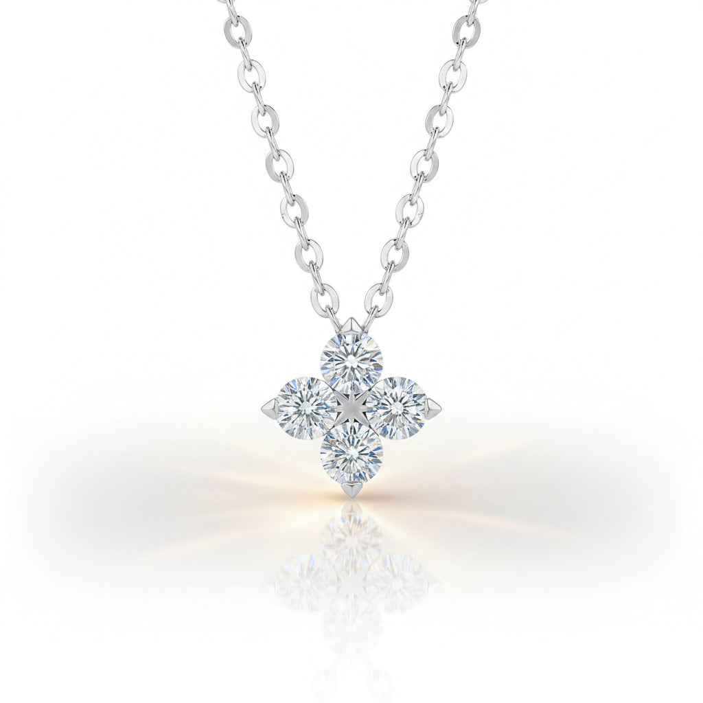 Four Stone Diamond Pendant Necklace-Evani Jewelry