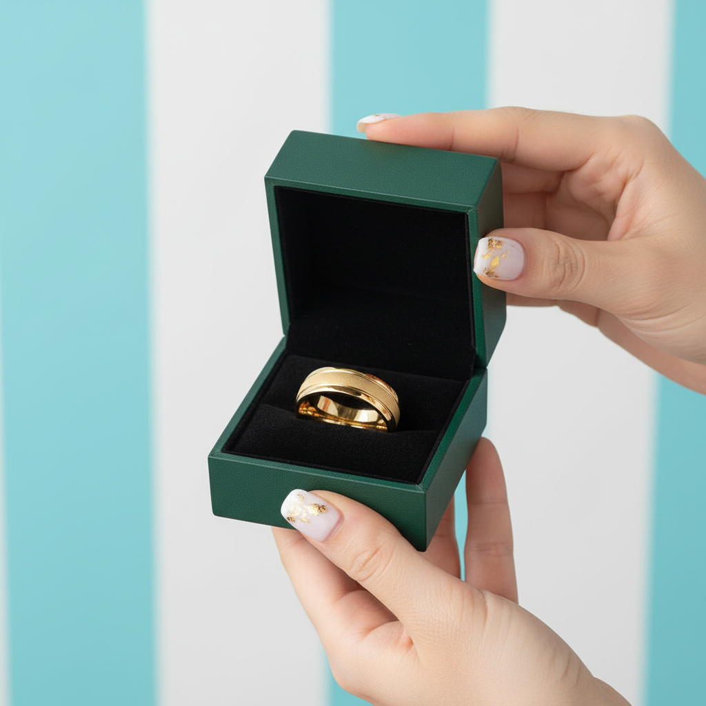 Frosted Center 8mm Tungsten Carbide Men's Wedding Band - Evani Naomi Jewelry