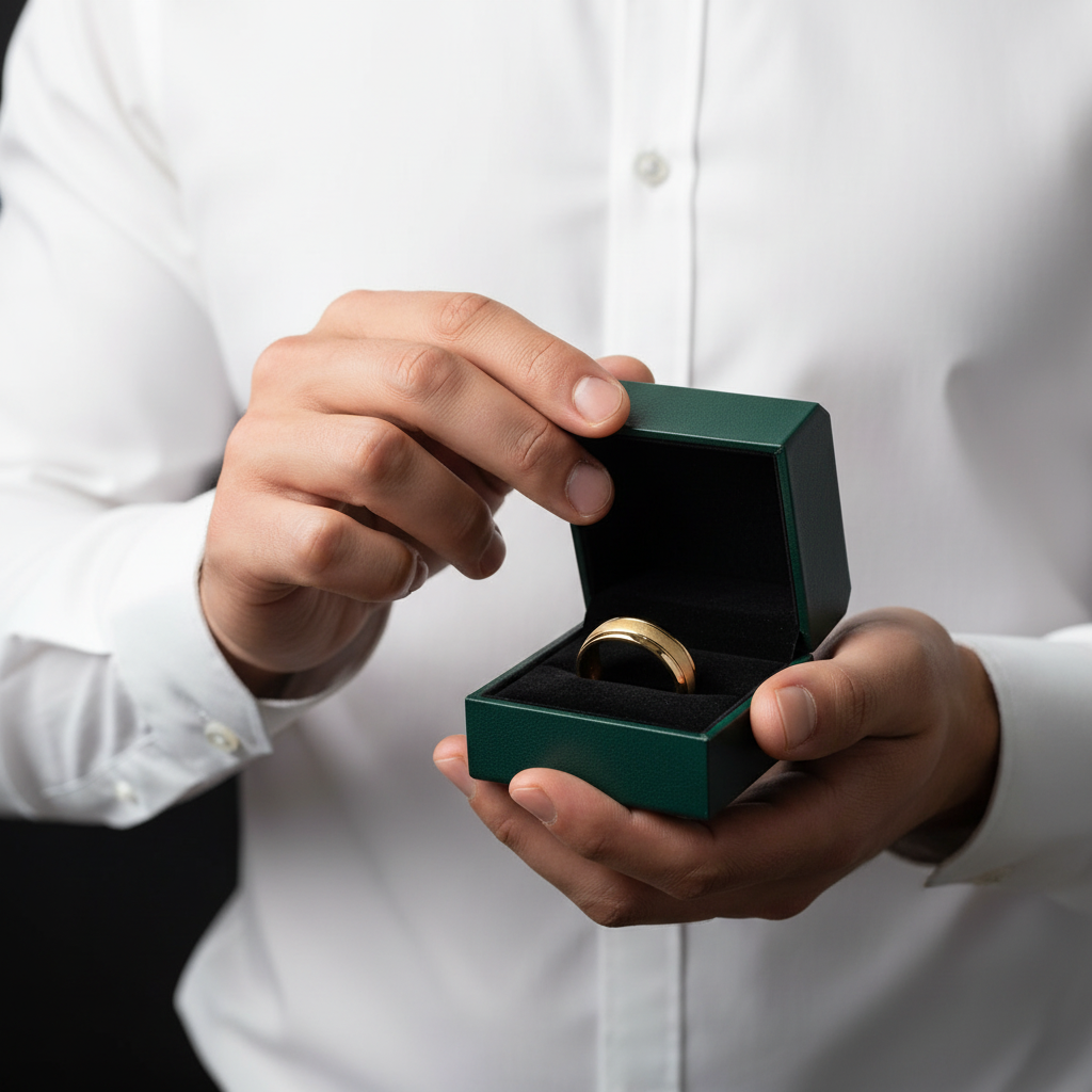 Frosted Center 8mm Tungsten Carbide Men's Wedding Band - Evani Naomi Jewelry