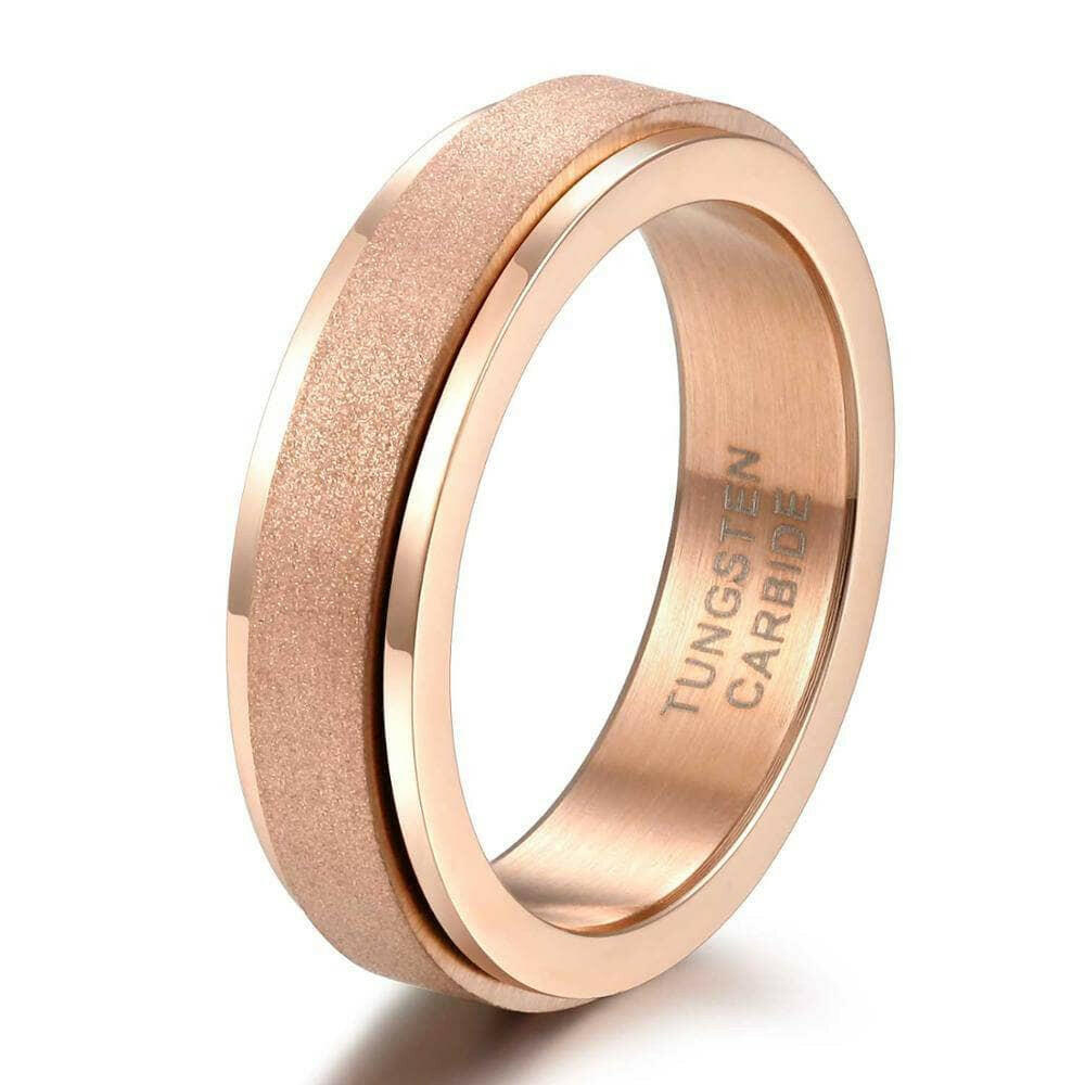 Frosted Rotatable Matte Unisex Tungsten Wedding Band-Evani Jewelry