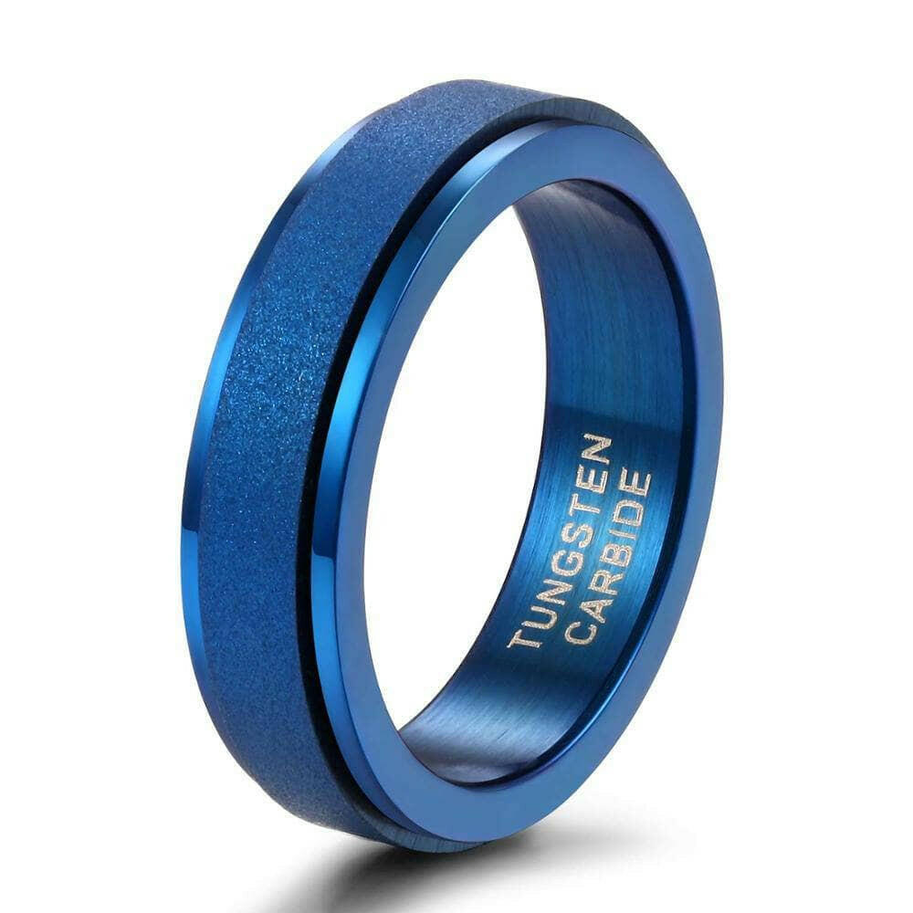 Frosted Rotatable Matte Unisex Tungsten Wedding Band-Evani Jewelry