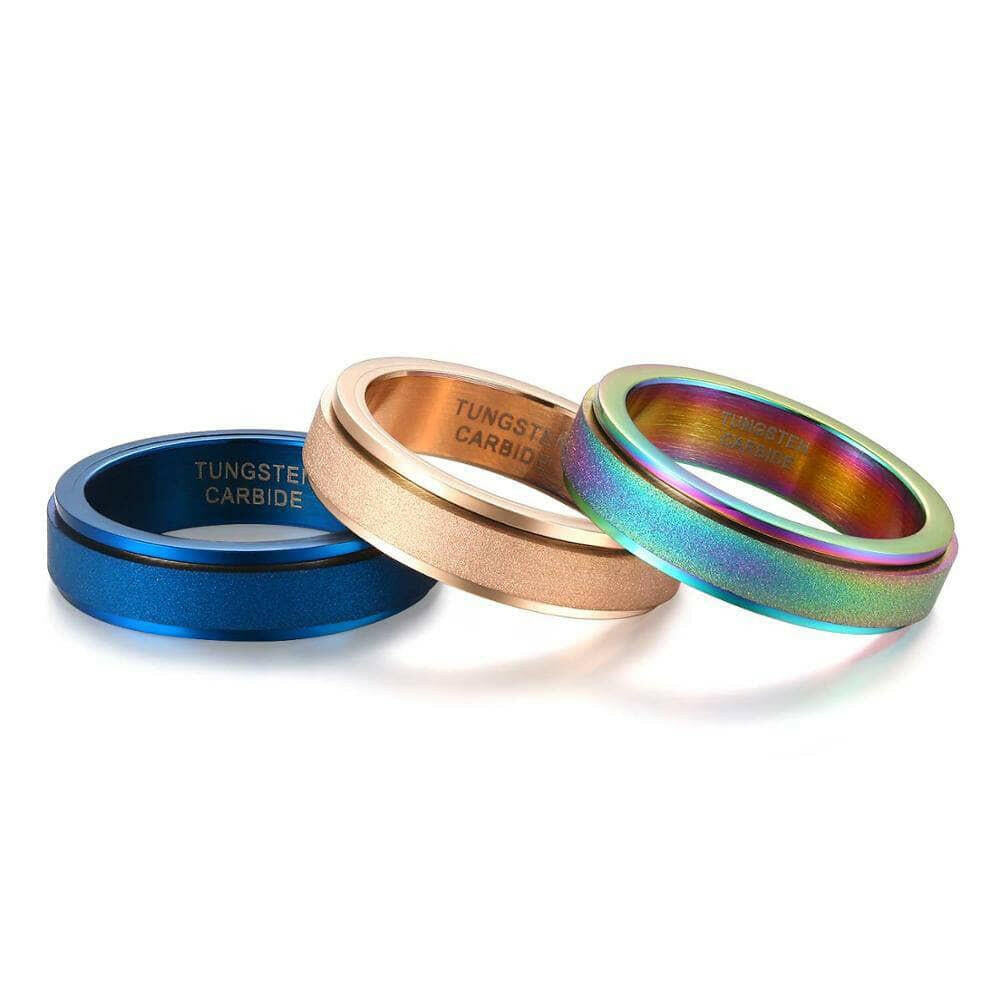 Frosted Rotatable Matte Unisex Tungsten Wedding Band-Evani Jewelry