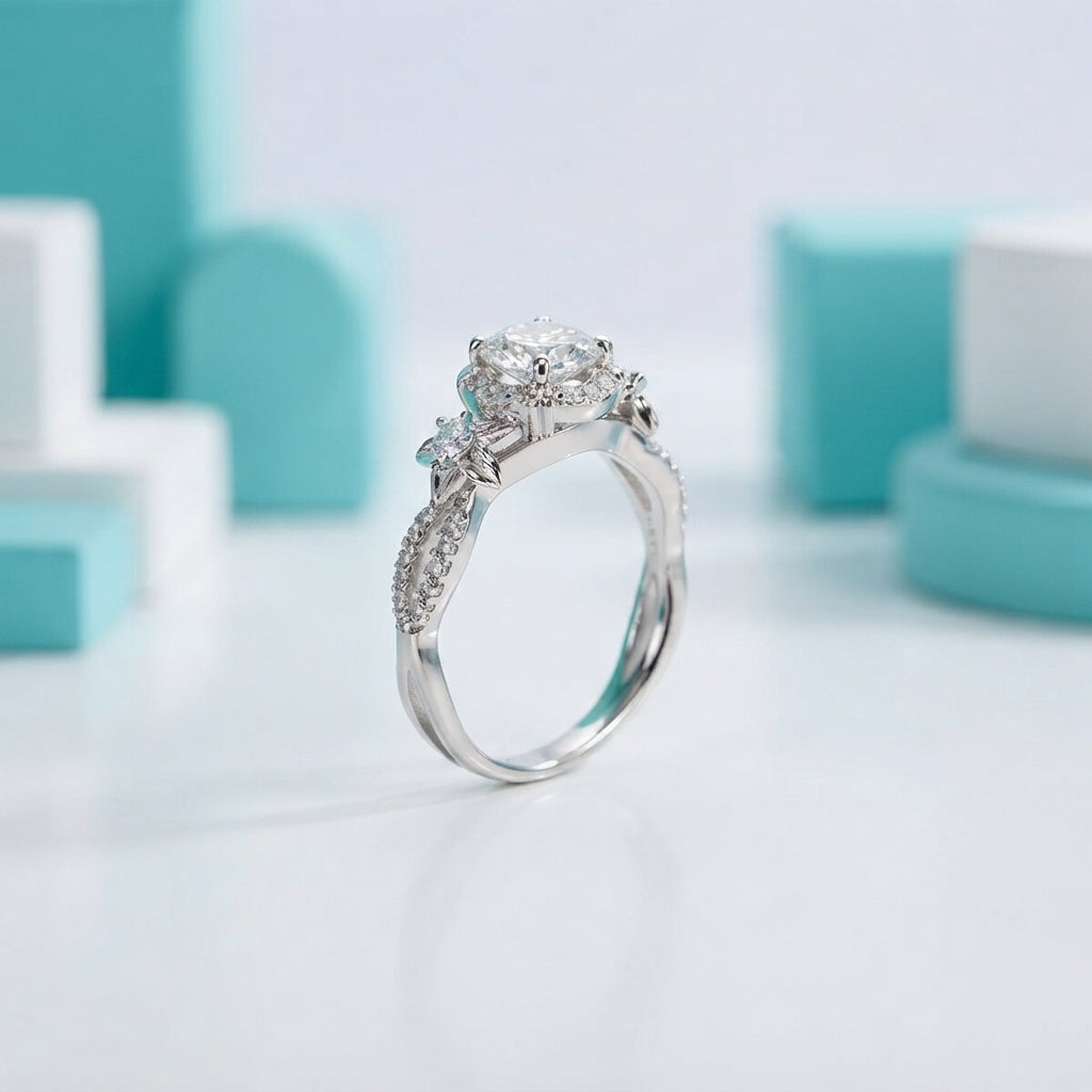1.0 Ct Diamond Option Engagement Ring with Flower