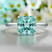 3.0 Ct Princess Cut Aquamarine Diamond Classic Solitaire Engagement Ring
