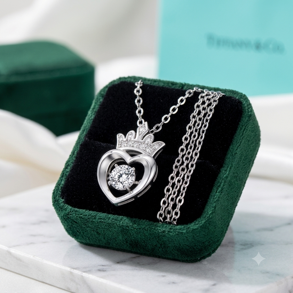Heart Crown 0.4 ct Twinkle Diamond Option Necklace