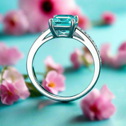 2.0 Ct Emerald Cut Aquamarine Diamond Engagement Ring