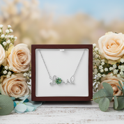 1.0 Ct Round Cut Peridot Diamond Love Necklace - Evani Naomi Jewelry