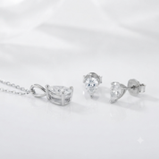 1.0 Ct Pear Diamond Option Classic Stud Earrings and Necklace