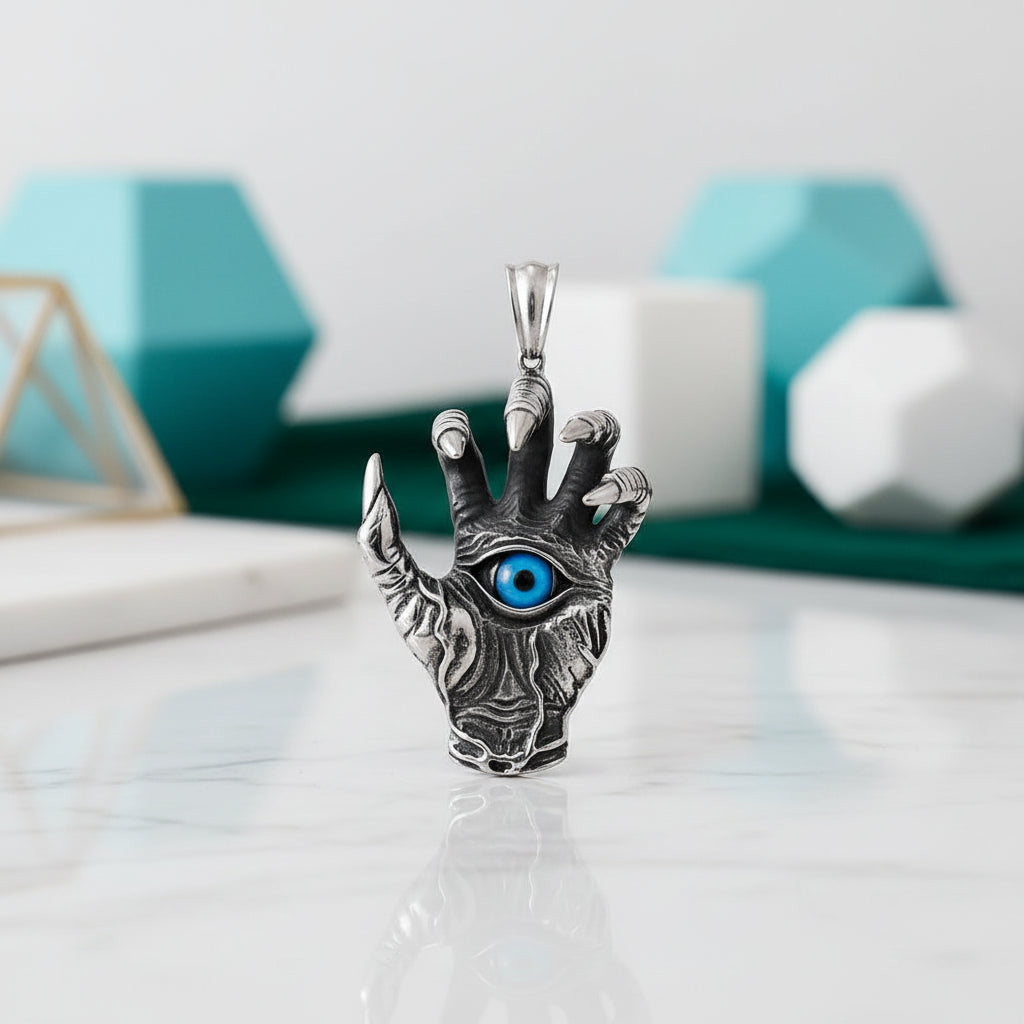 Ghost Claw Devil Eye Pendant Necklace-Evani Jewelry