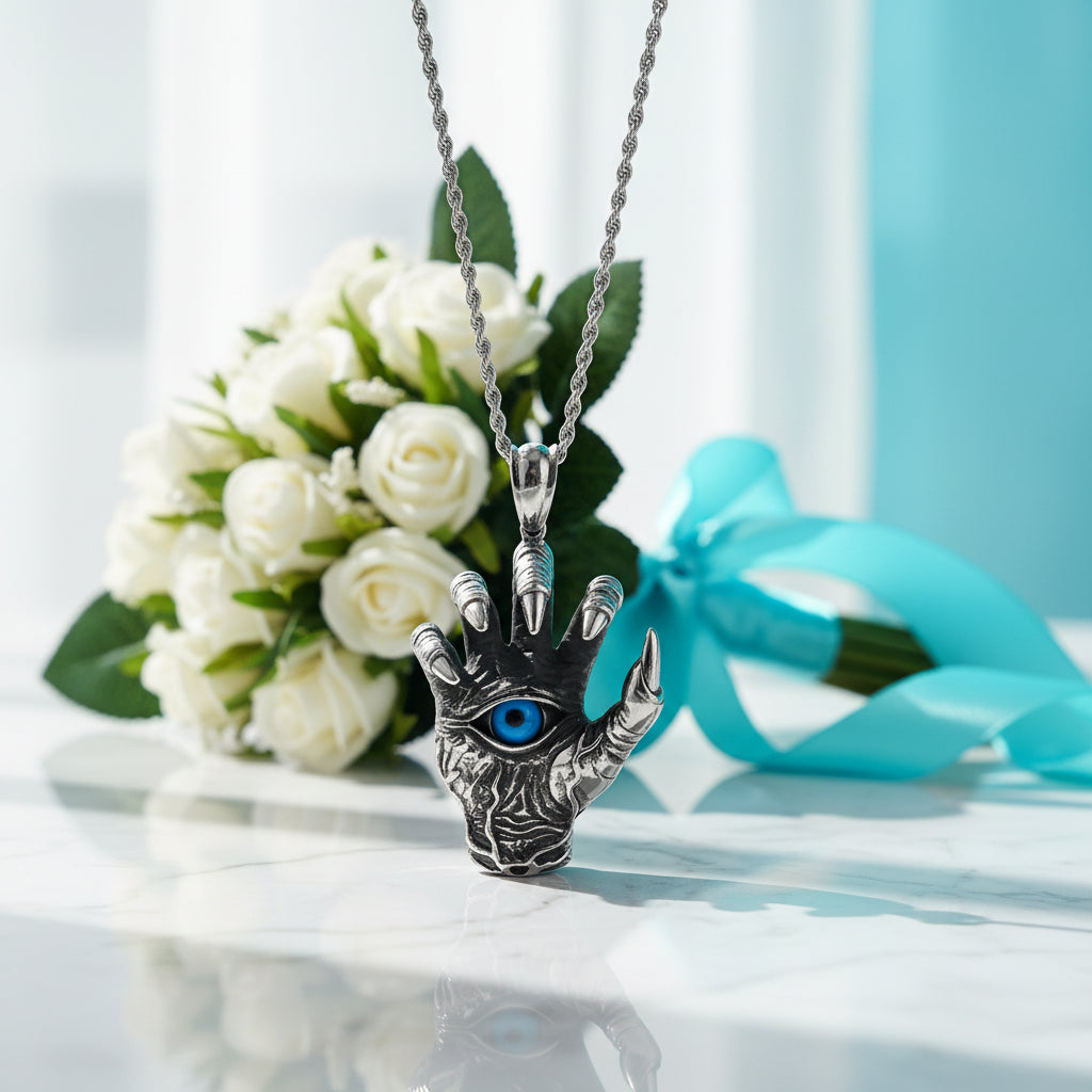 Ghost Claw Devil Eye Pendant Necklace-Evani Jewelry