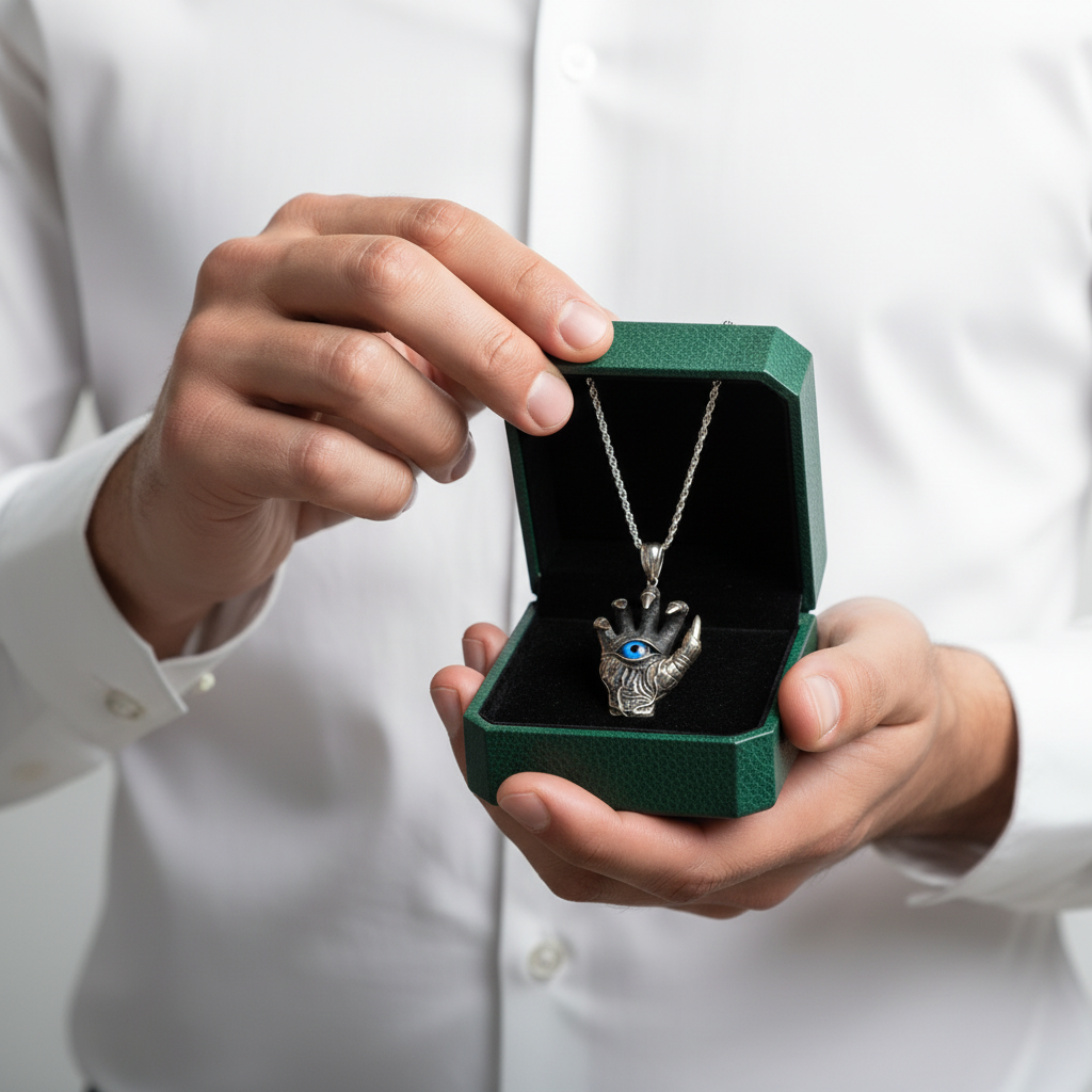 Ghost Claw Devil Eye Pendant Necklace