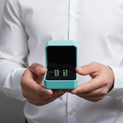 Glimmer of Hope- Emerald Cut Moss Agate & Alexandrite Stud Earrings