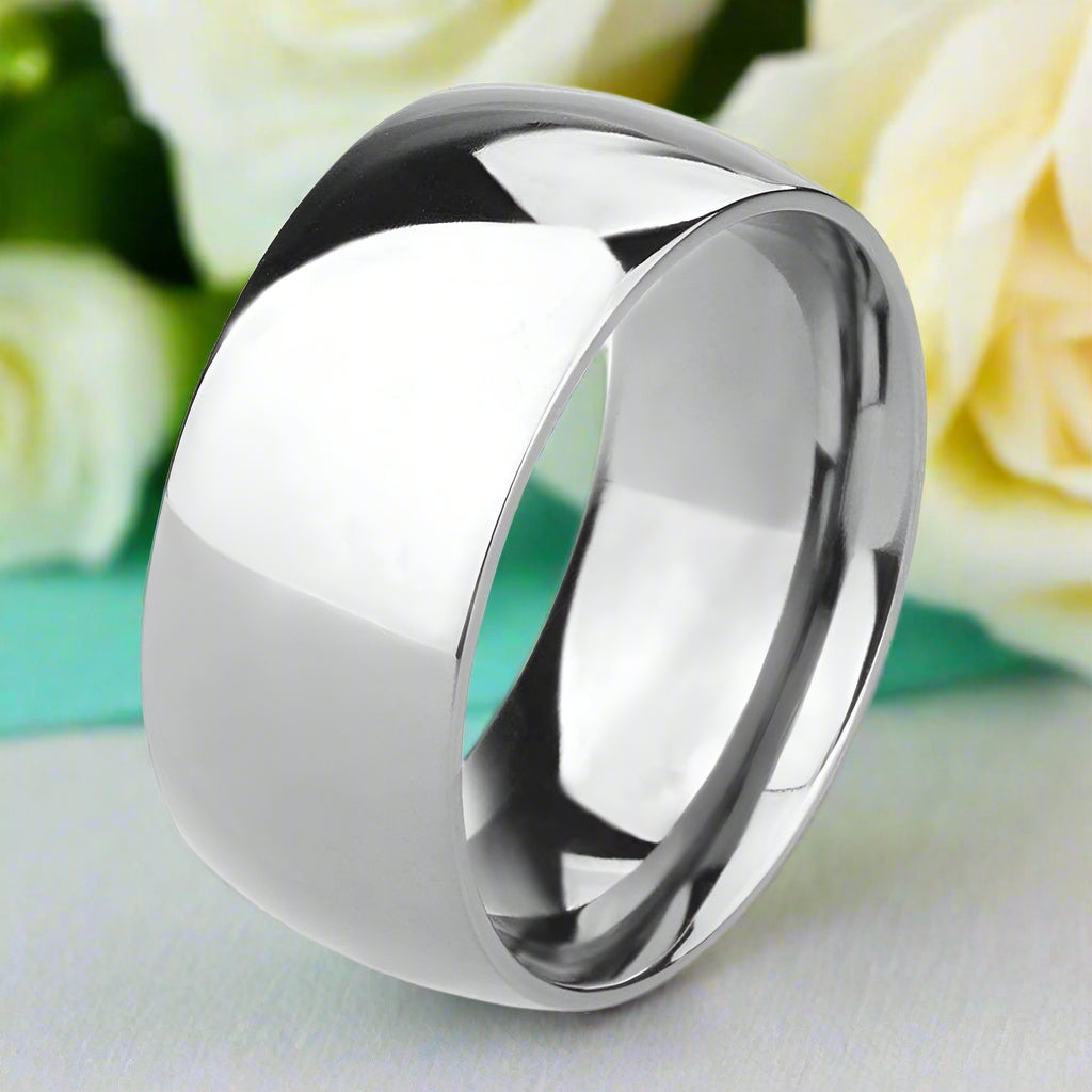 Glossy 10mm Dome Titanium Men's Wedding Band-Evani Naomi Jewelry