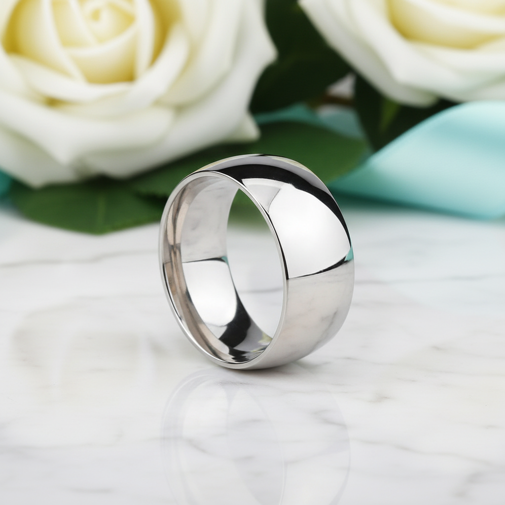 Glossy 10mm Dome Titanium Men's Wedding Band-Evani Jewelry