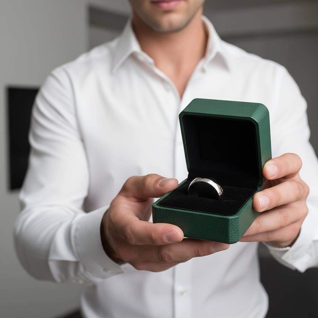 Glossy 10mm Dome Titanium Men's Wedding Band - Evani Naomi Jewelry