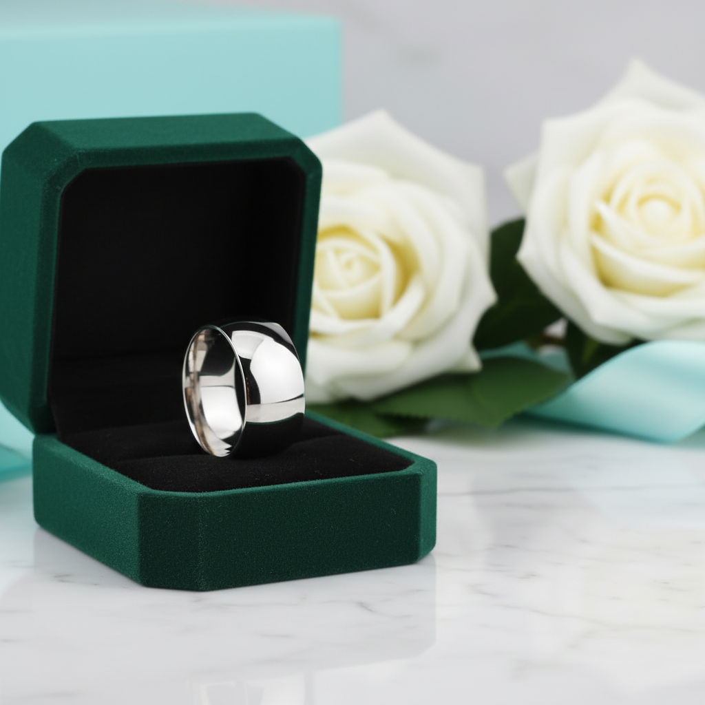 Glossy 10mm Dome Titanium Men's Wedding Band - Evani Naomi Jewelry