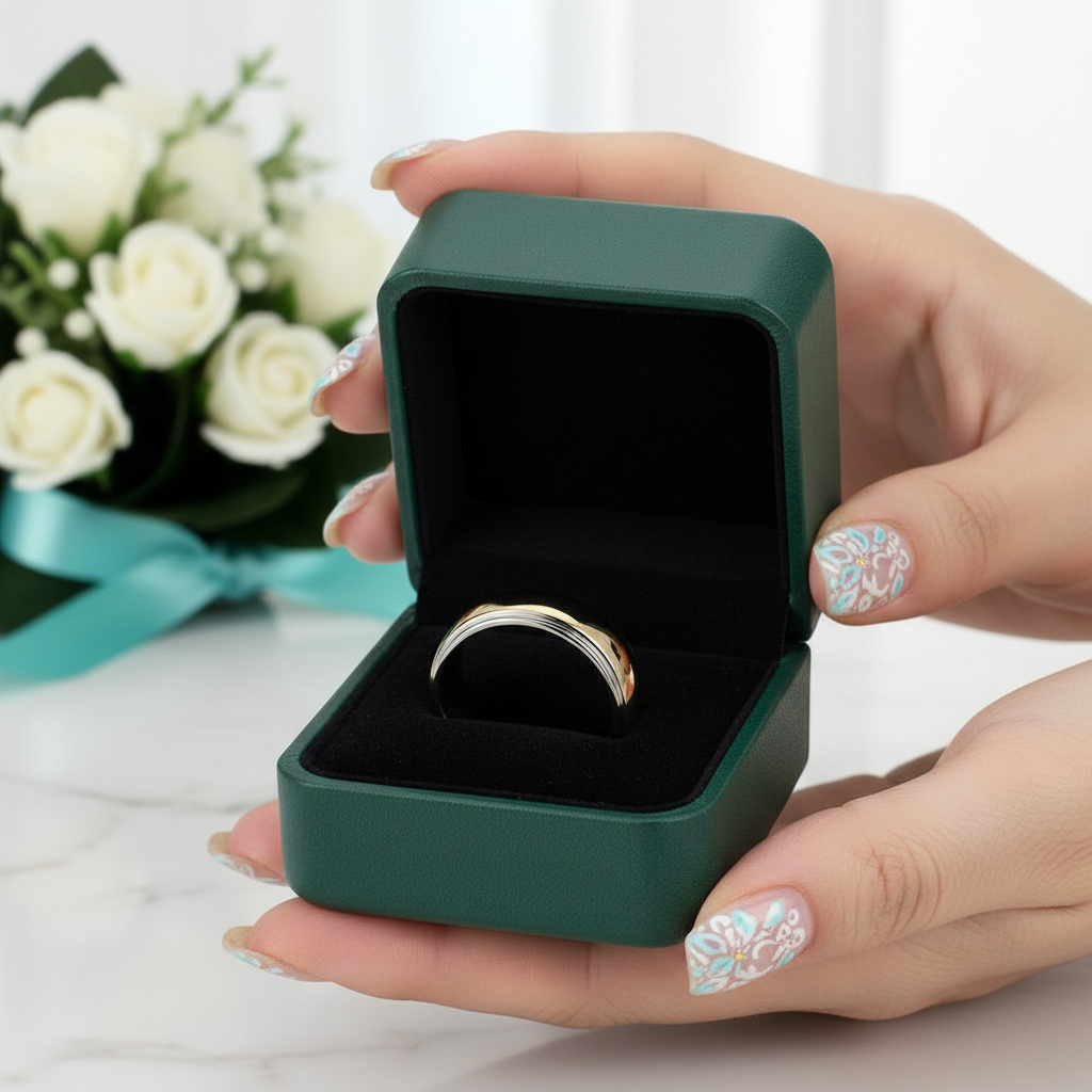 Glossy 8mm Two-tone Tungsten Carbide Men's Wedding Band - Evani Naomi Jewelry