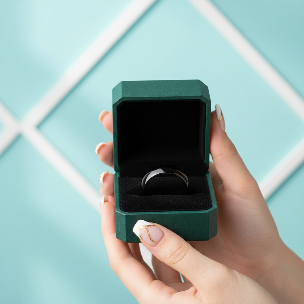Glossy Black Dome 8mm Tungsten Carbide Wedding Band - Evani Naomi Jewelry