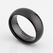 Glossy Black Dome 8mm Tungsten Carbide Wedding Band - Evani Naomi Jewelry