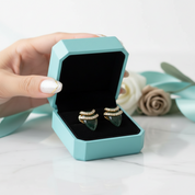 Tapestry of Us- Unique Natural Moss Agate Pear Cut Stud Earring