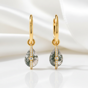 Destiny's Duet- Unique Natural Moss Agate Drop Earrings