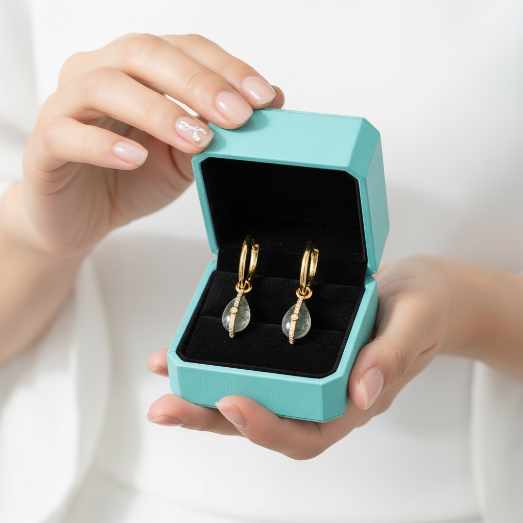 Destiny's Duet- Unique Natural Moss Agate Drop Earrings