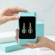 Cherished Bond- Inlaid Natural Moss Agate Earrings