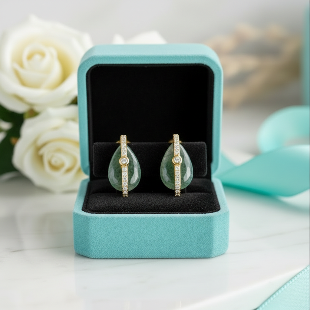 Serendipitous Love- Pear Cut Natural Moss Agate Earrings - Evani Naomi Jewelry