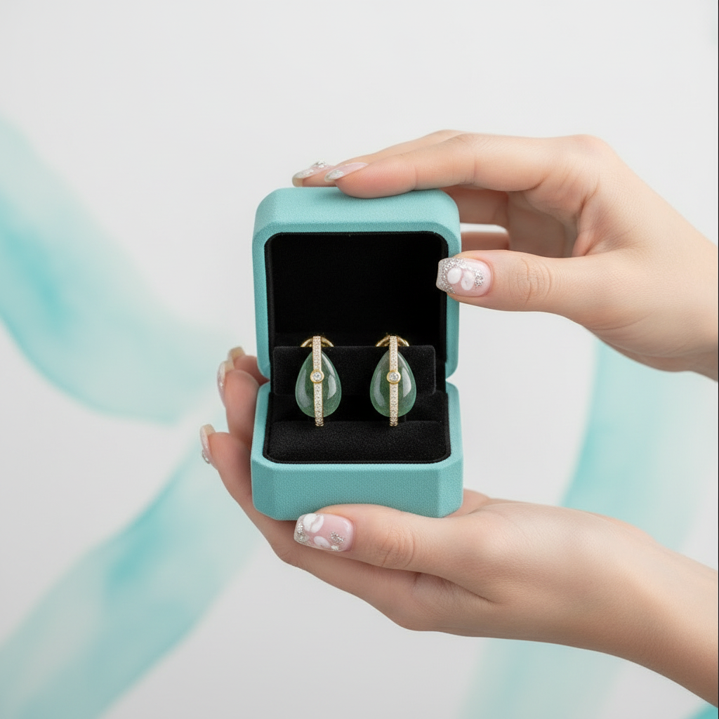 Serendipitous Love- Pear Cut Natural Moss Agate Earrings