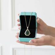 Enchanted Adornment- Geometric Natural Moss Agate Pendant Necklace-Evani Jewelry