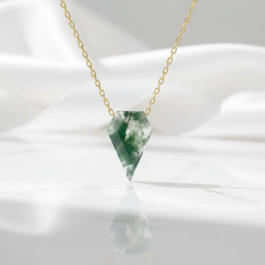 Beneath a Shared Horizon- Natural Moss Agate Necklace