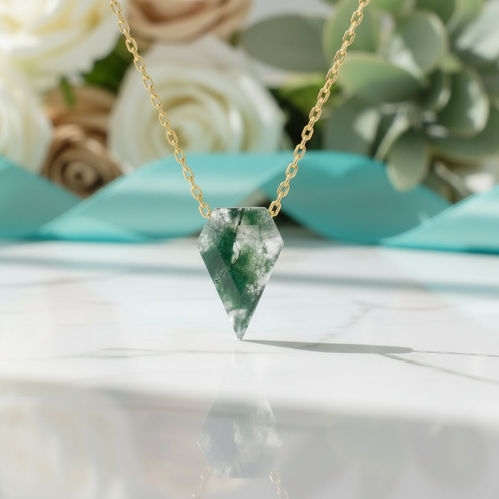 Beneath a Shared Horizon- Natural Moss Agate Necklace-Evani Jewelry