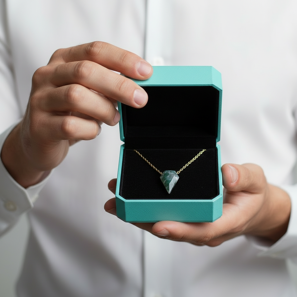 Beneath a Shared Horizon- Natural Moss Agate Necklace