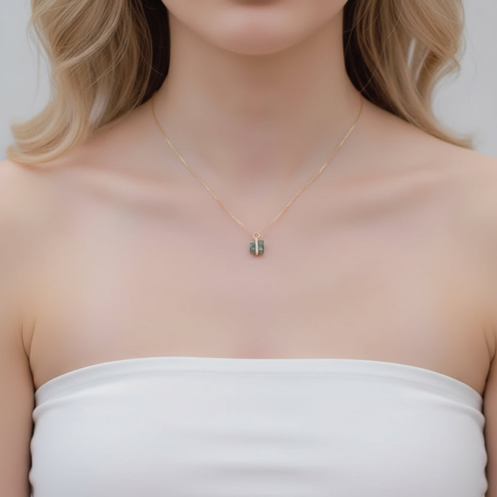 Cherished Bond- Inlaid Natural Moss Agate Earrings-Evani Jewelry