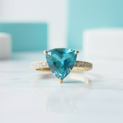 1.2 Ct Trillion Cut Turquoise Engagement Ring-Evani Jewelry