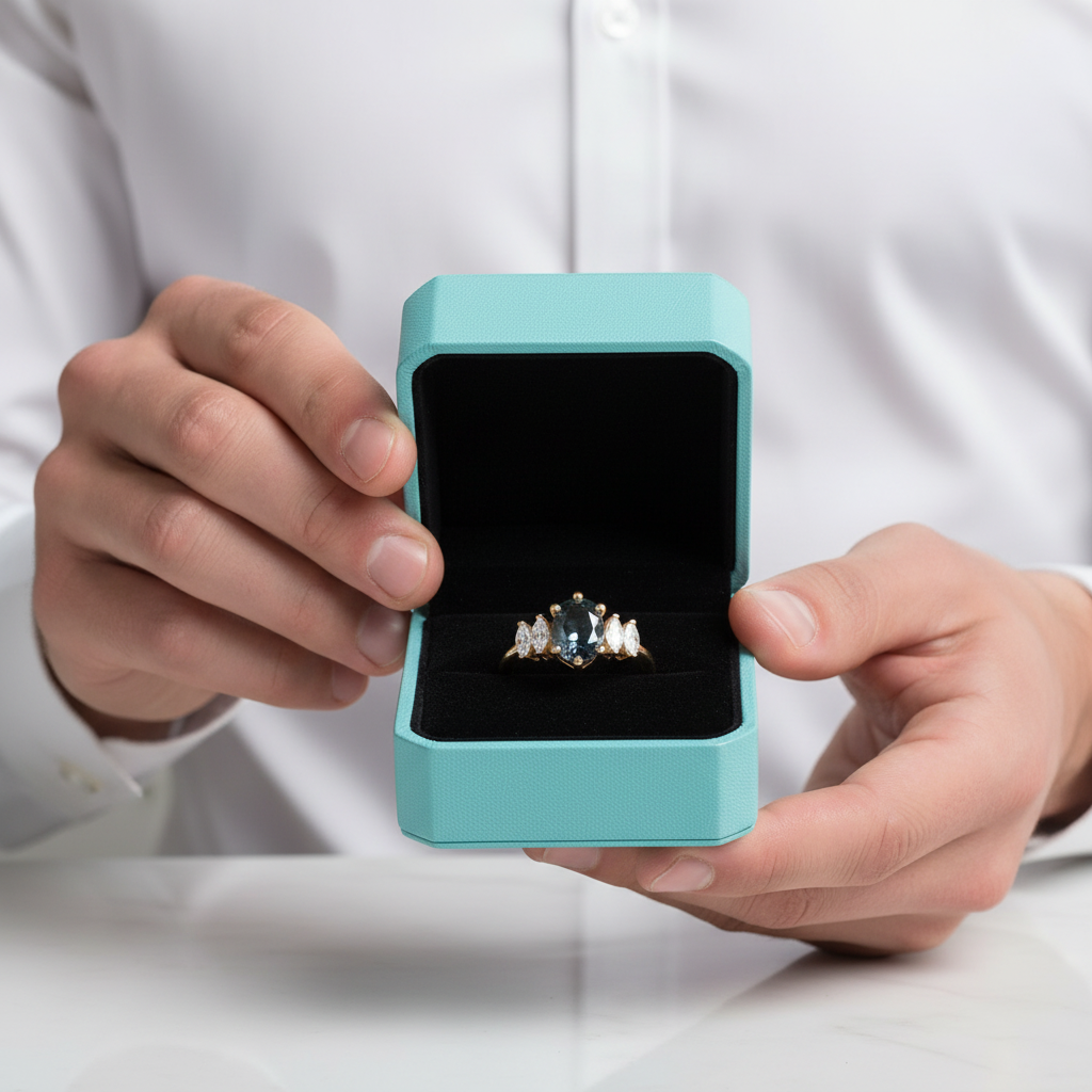 Oval Cut Color Changing Alexandrite Engagement Ring-Evani Jewelry